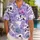 Playful Purple Puppy With Twinkling Island Blooms For Beach Vacations And Resort Days Hawaiian Shirt - 1