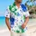 Cobalt Blue Emerald Ink Splashes for Beach Holidays Resort Getaways Men's Vacation Wear Hawaiian Shirt - 6
