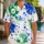 Cobalt Blue Emerald Ink Splashes for Beach Holidays Resort Getaways Men's Vacation Wear Hawaiian Shirt - 1