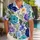 Blue Lavender Tropical Florals for Beach Getaways and Resort Days, Relaxed Men's Style Hawaiian Shirt - 1