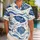 Retro Blue Fish Ocean Motifs for Beach Vacations, Cruises, and Summer Getaways for Men Hawaiian Shirt - 1