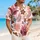 Blush Tropical Botanical Leaves and Flowers for Beach Vacations, Men’s Resort Style Hawaiian Shirt - 6