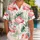 Pink Flamingo Lagoon Scene for Tropical Vacations, Beach Days, and Resort Escapes Hawaiian Shirt - 1