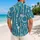 Teal Ocean Bead Lines And Island Botanicals For Coastal Resort Summer Days For Men Hawaiian Shirt - 2
