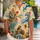 Tropical Birds, Flowers And Ocean Waves For Beach Holidays, Island Getaways By The Sea Hawaiian Shirt - 1