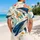Retro Blue Whale Floral Ocean Scene for Beach Vacations and Summer Getaways for Men Hawaiian Shirt - 2