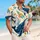 Retro Blue Whale Floral Ocean Scene for Beach Vacations and Summer Getaways for Men Hawaiian Shirt - 6