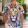 Bold Geometric Lion Portrait for Tropical Getaways and Summer Resort Style for Men Hawaiian Shirt - 1