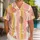 Pink Mustard Stripe And Polka Dot Resort Style For Beach Holidays And Summer Travel Hawaiian Shirt - 1