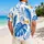 Blue Tropical Palm Leaves and Golden Plumeria for Beach Vacation Style Men Summer Hawaiian Shirt - 2