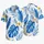Blue Tropical Palm Leaves and Golden Plumeria for Beach Vacation Style Men Summer Hawaiian Shirt - 5