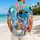 Blue Dinosaur Bunny with Sunglasses and Colorful Easter Eggs for Beach Vacations, Men Hawaiian Shirt - 2
