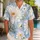 White Chrysanthemum Blooms With Apricot Centers For Beach Vacations And Men's Summer Style Hawaiian Shirt - 1