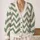 Sage Ivory Chevron Layers for Relaxed Spring Travel Style in Extended Sizes, Plus Size All-over Print Knitted Cardigan - 2
