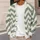 Sage Ivory Chevron Layers for Relaxed Spring Travel Style in Extended Sizes, Plus Size All-over Print Knitted Cardigan - 5