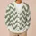 Sage Ivory Chevron Layers for Relaxed Spring Travel Style in Extended Sizes, Plus Size All-over Print Knitted Cardigan - 6