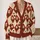 Cherry Floral Argyle Style for Autumn Dates and Vacations, Women’s Vintage Layering All-over Print Knitted Cardigan - 2