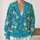 Blue Wildflower Bouquet Style for Spring Layering and Relaxed Everyday Outfits, Women All-over Print Knitted Cardigan - 2