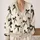 Black Ink Bow Motifs for Elegant Autumn Layering and Daily Vacation Style for Women All-over Print Knitted Cardigan - 2