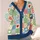 Colorful Heart Patchwork Motifs for Casual Layering, Spring Outings, And Date Days All-over Print Knitted Cardigan - 4
