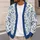 Vintage Blue Botanical Florals For Autumn Layering And Vacation Style, Casual Elegant Women All-over Print Knitted Cardigan - 5