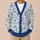 Vintage Blue Botanical Florals For Autumn Layering And Vacation Style, Casual Elegant Women All-over Print Knitted Cardigan - 6
