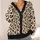 Leopard Spots in Sand and Black for Autumn Travel and Everyday Layering for Women All-over Print Knitted Cardigan - 4