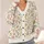 Pastel Botanical Flowers And Leaves For Spring Vacation Layering, Plus Size Women All-over Print Knitted Cardigan - 4