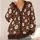 White Daisy Floral Brown Autumn Layering Look for Women, Vintage Casual Weekend Style All-over Print Knitted Cardigan - 4