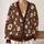 White Daisy Floral Brown Autumn Layering Look for Women, Vintage Casual Weekend Style All-over Print Knitted Cardigan - 2