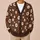 White Daisy Floral Brown Autumn Layering Look for Women, Vintage Casual Weekend Style All-over Print Knitted Cardigan - 6