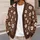 White Daisy Floral Brown Autumn Layering Look for Women, Vintage Casual Weekend Style All-over Print Knitted Cardigan - 5