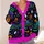 Neon Halloween Haunted House Cats And Ghosts For Spooky October Celebrations All-over Print Knitted Cardigan - 4