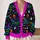 Neon Halloween Haunted House Cats And Ghosts For Spooky October Celebrations All-over Print Knitted Cardigan - 2
