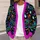Neon Halloween Haunted House Cats And Ghosts For Spooky October Celebrations All-over Print Knitted Cardigan - 5
