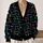 Neon Black Cat Faces for Cozy Everyday Layering and Cat Lover Gifts for Kawaii Fans All-over Print Knitted Cardigan - 2