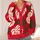 Red Tropical Leaf Style for Everyday Layering and Vacation Wear All-over Print Knitted Cardigan - 4