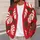 Red Tropical Leaf Style for Everyday Layering and Vacation Wear All-over Print Knitted Cardigan - 5