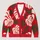 Red Tropical Leaf Style for Everyday Layering and Vacation Wear All-over Print Knitted Cardigan - 1