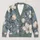 White Magnolia Blooms on Blue Botanical Branches for Relaxed Autumn Layering Women All-over Print Knitted Cardigan - 1