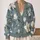 White Magnolia Blooms on Blue Botanical Branches for Relaxed Autumn Layering Women All-over Print Knitted Cardigan - 2