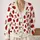 Red Ladybug Hearts for Cozy Valentine's Day Layers, Women's Casual Everyday Style All-over Print Knitted Cardigan - 2