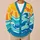 Bright Yellow Sunset And Ocean Waves For Relaxed Vacation Layering And Coastal Getaways All-over Print Knitted Cardigan - 6