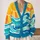 Bright Yellow Sunset And Ocean Waves For Relaxed Vacation Layering And Coastal Getaways All-over Print Knitted Cardigan - 2