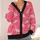 Cute Pink Dinosaur Motifs For Classroom Style And Everyday Layering, Teacher Gift Idea All-over Print Knitted Cardigan - 4