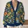 Navy Blue Floral Blossoms for Casual Layering, Poolside Days, and Relaxed Style All-over Print Knitted Cardigan - 2