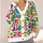 Peace And Love Floral Motifs For Bohemian Everyday Layering, Women’s Casual Style All-over Print Knitted Cardigan - 4