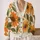 Orange Daisy Floral Bohemian Autumn Layering Style For Women Vacation Date Wear All-over Print Knitted Cardigan - 2