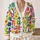 Colorful Peace and Love Floral Motifs for Relaxed Spring Layering and Weekend Style All-over Print Knitted Cardigan - 2