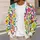 Colorful Peace and Love Floral Motifs for Relaxed Spring Layering and Weekend Style All-over Print Knitted Cardigan - 5
